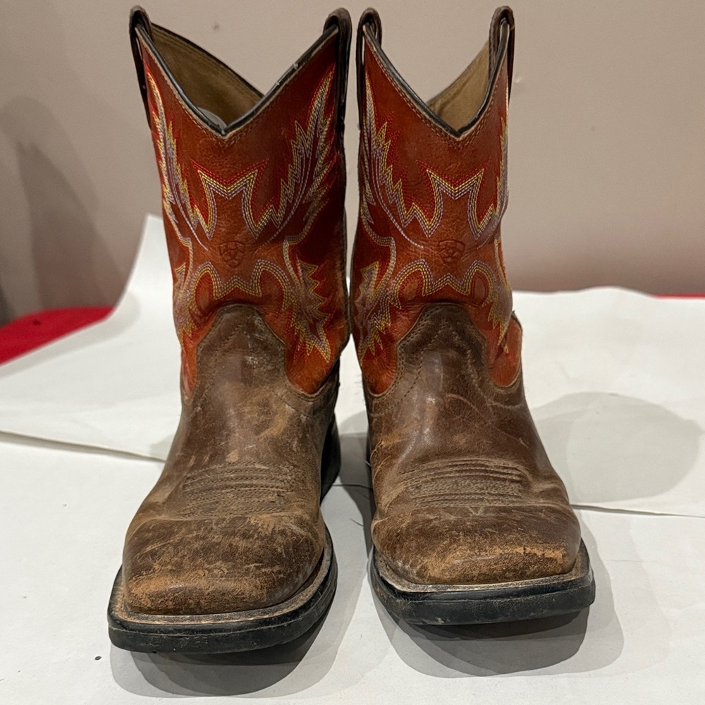 Ariat Kids Brown and Red Western Boots - Picture 2 of 6